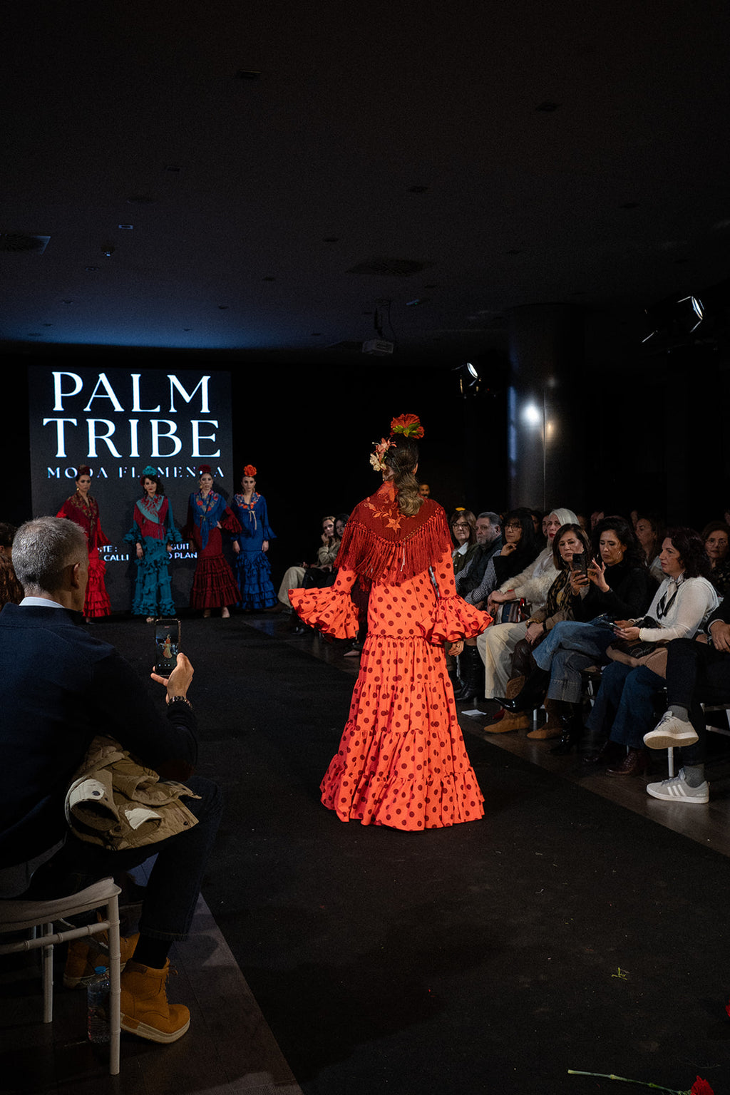 Traje de Flamenca - Modelo Mayo Coral con Marron/Teja