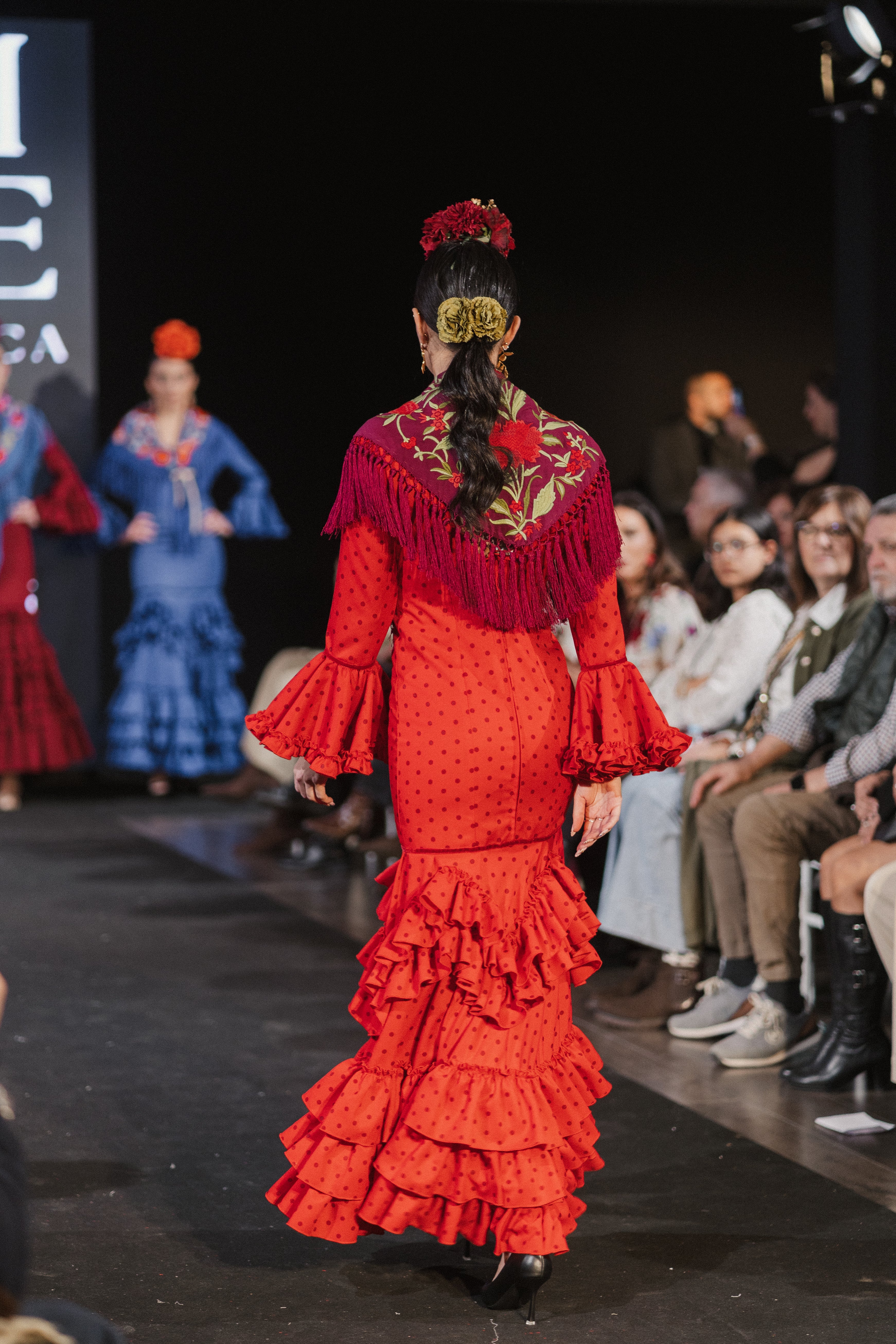 Traje de Flamenca - Modelo Triana rojo lunar burdeos