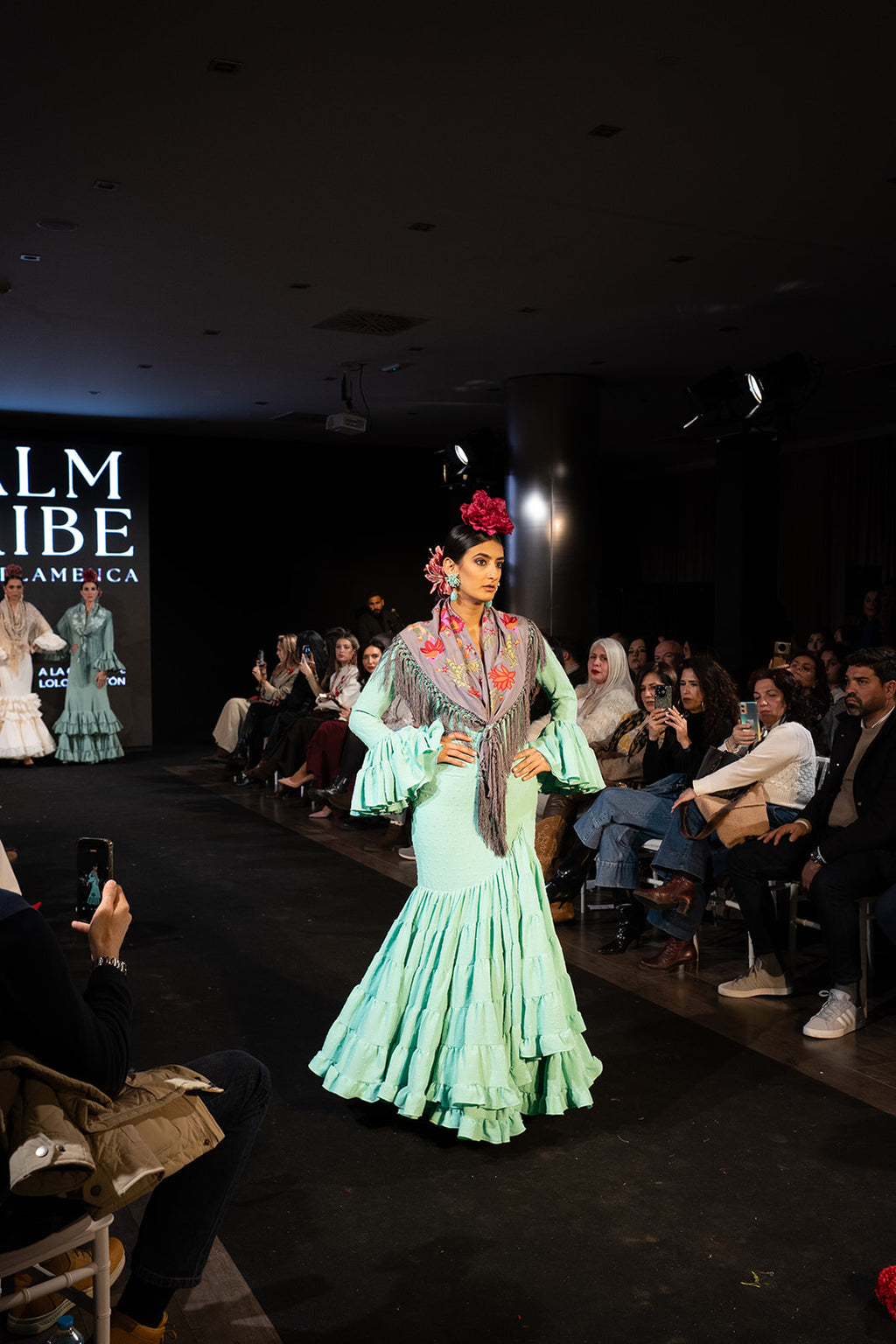 Vestido de flamenca - Modelo Lola Plumeti Turquesa