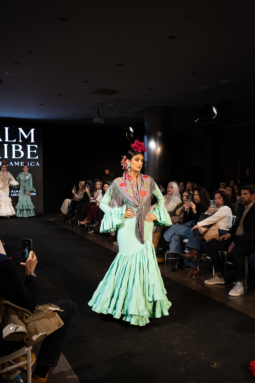 Vestido de flamenca - Modelo Lola Plumeti Turquesa