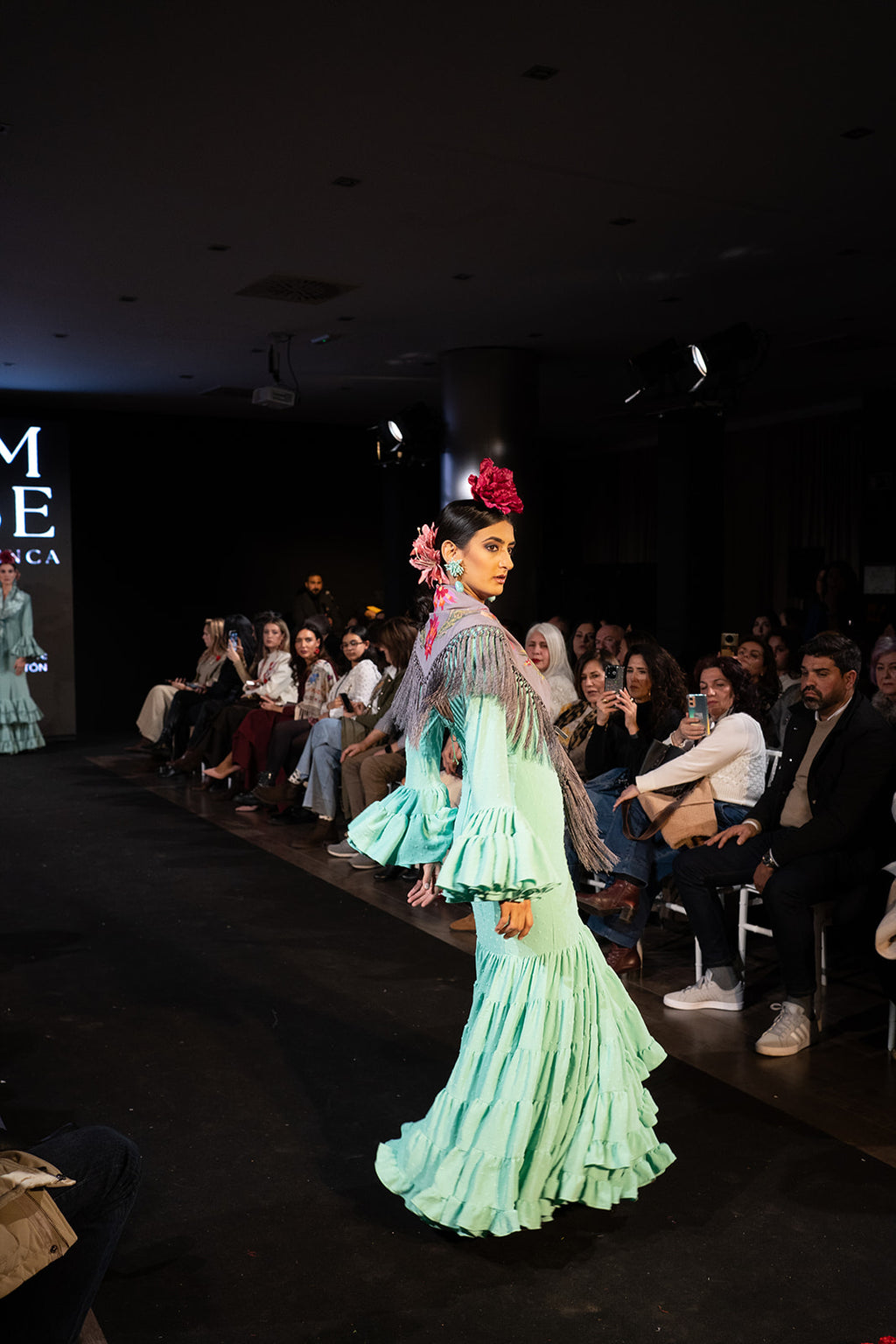 Vestido de flamenca - Modelo Lola Plumeti Turquesa
