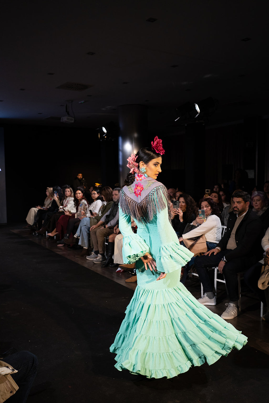Vestido de flamenca - Modelo Lola Plumeti Turquesa