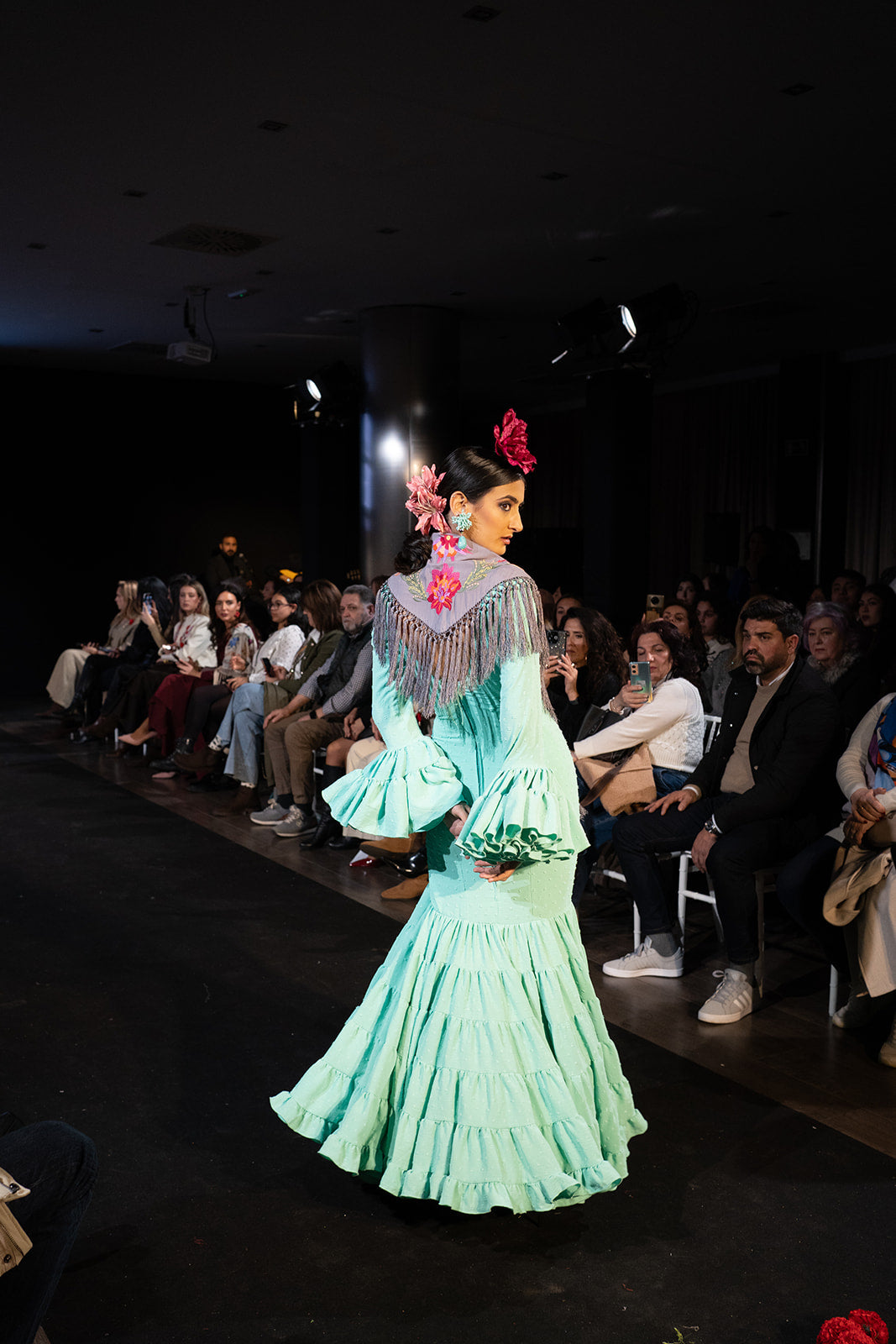 Vestido de flamenca - Modelo Lola Plumeti Turquesa