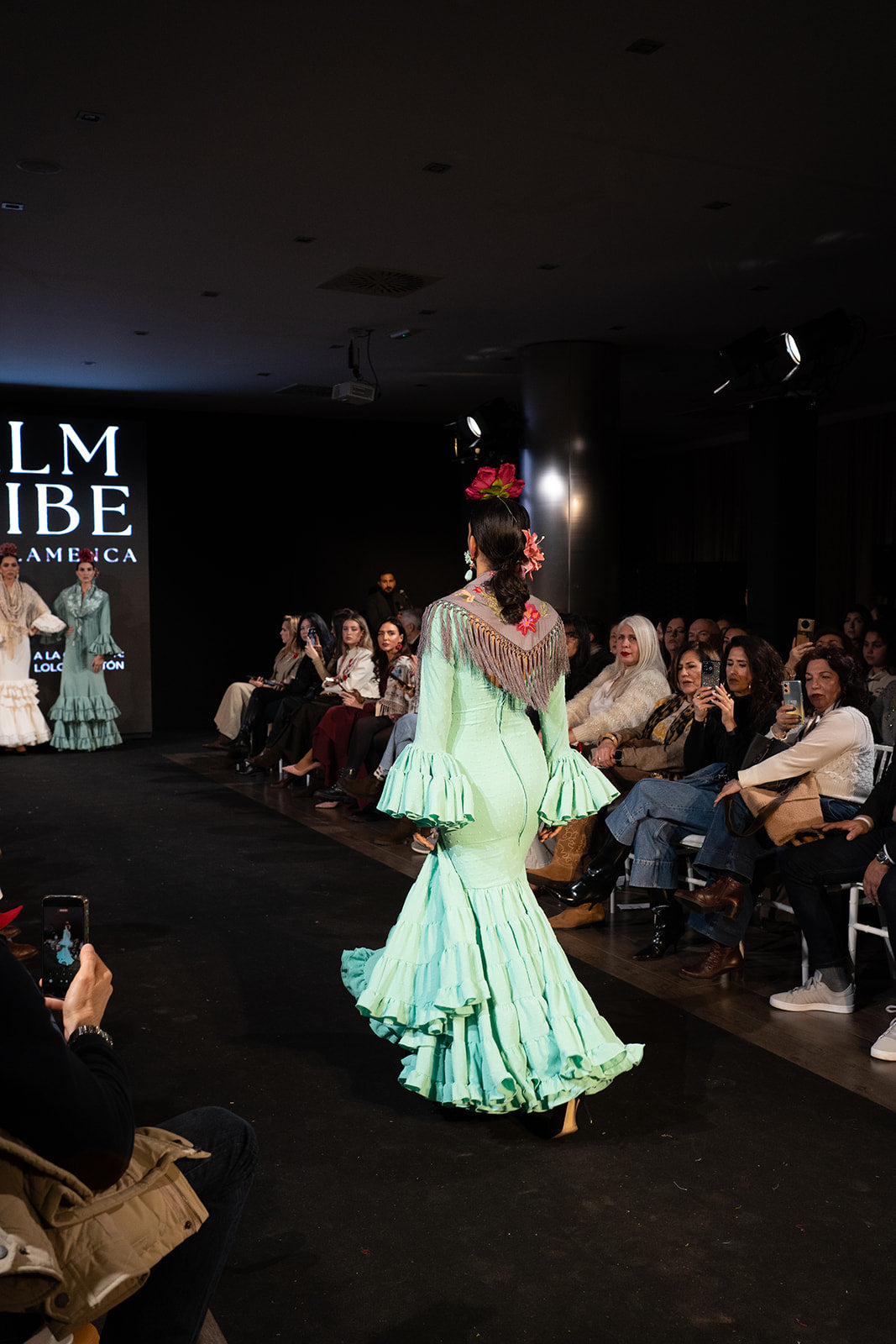 Vestido de flamenca - Modelo Lola Plumeti Turquesa