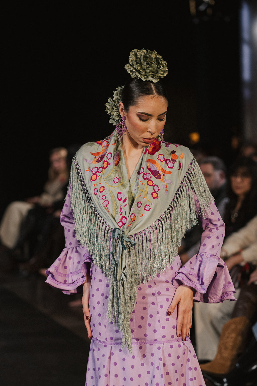 Traje de Flamenca - Modelo María Albero Lila lunar morado