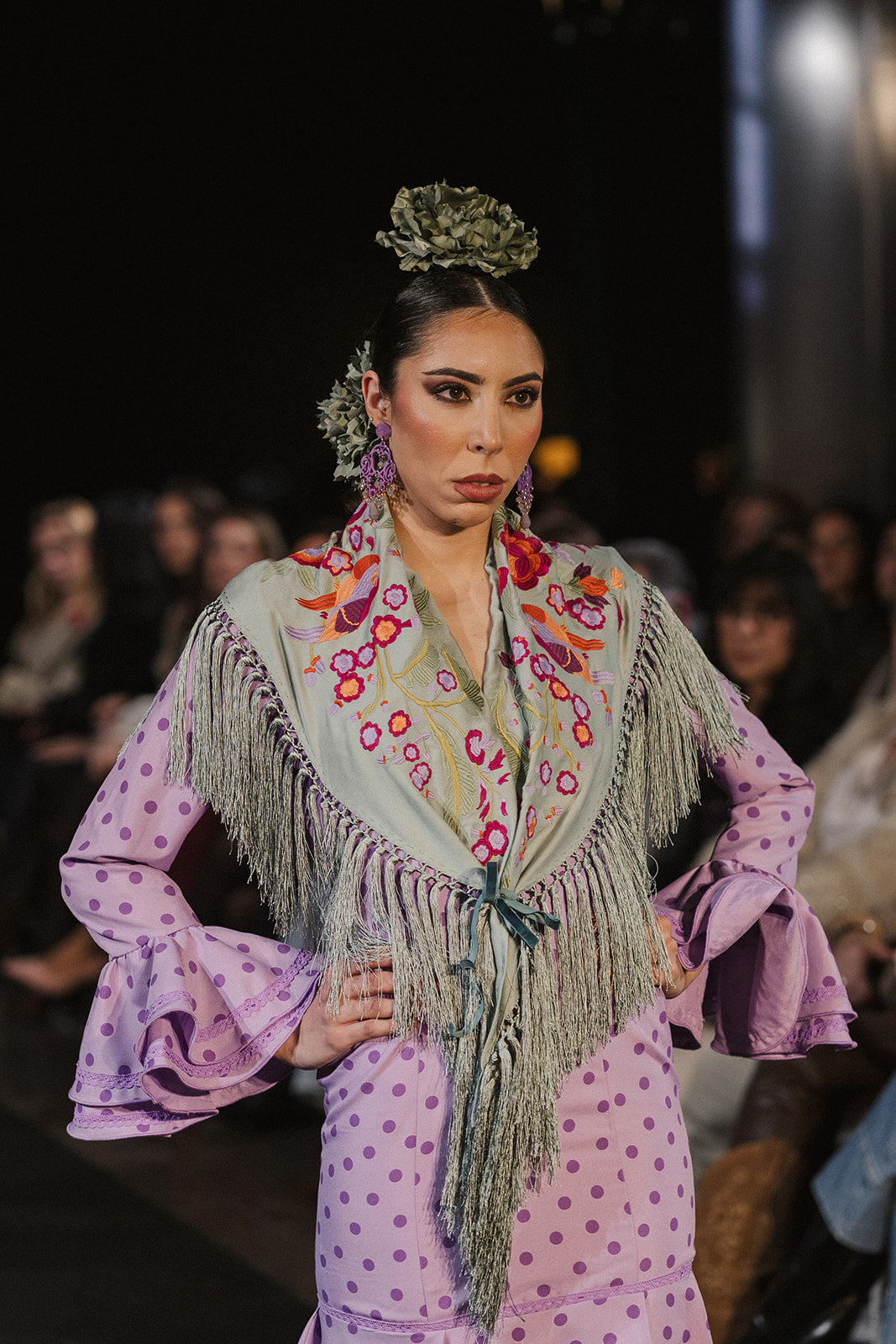 Traje de Flamenca - Modelo María Albero Lila lunar morado