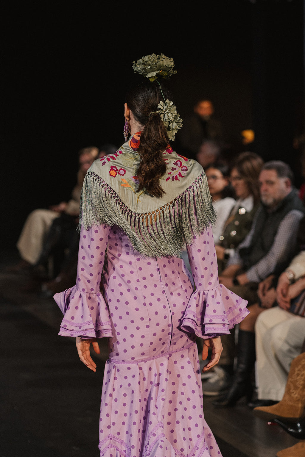 Traje de Flamenca - Modelo María Albero Lila lunar morado