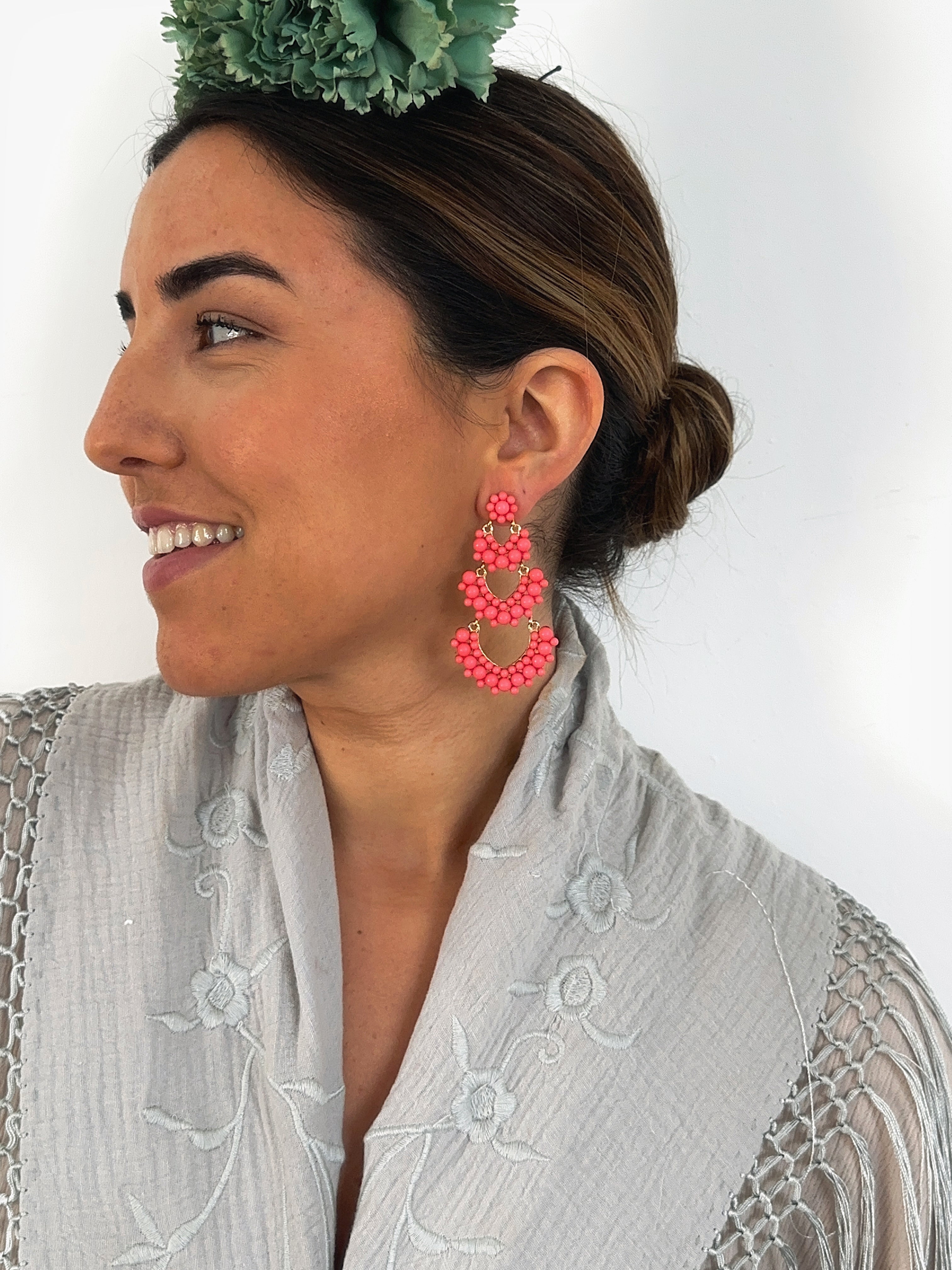 Pendientes Solera Rosa Coral