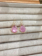 Pendiente lagrima rosa