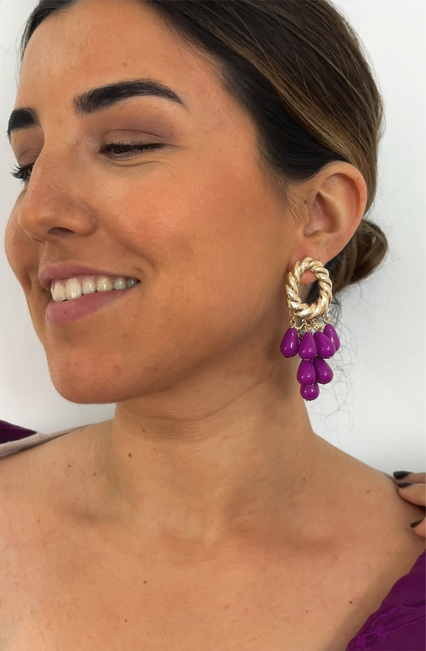 Pendientes cascada morado