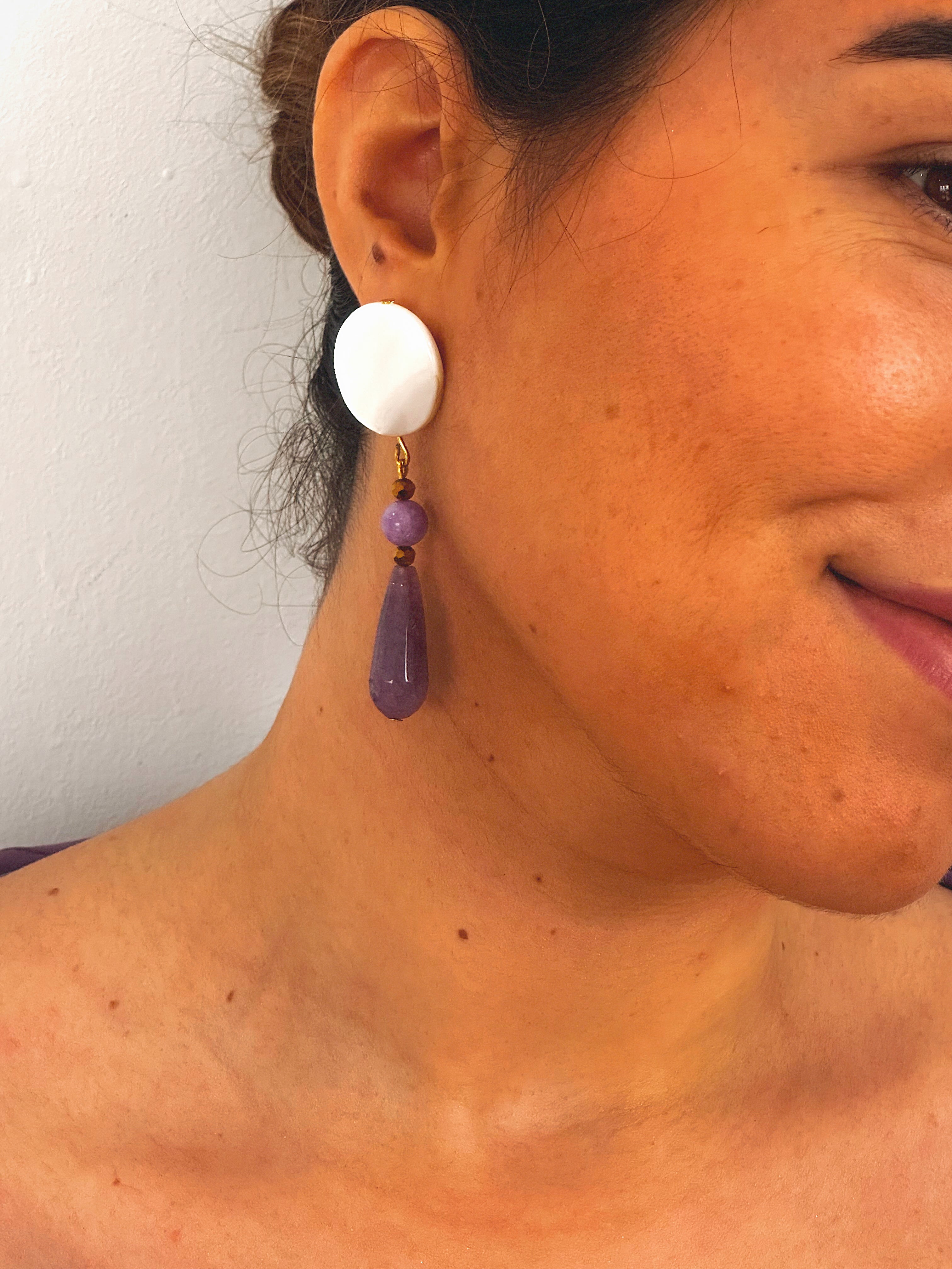 Pendientes Luna Amatista Nácar