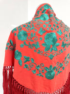 Mantoncillo Fantasía Coral Bordado Turquesa