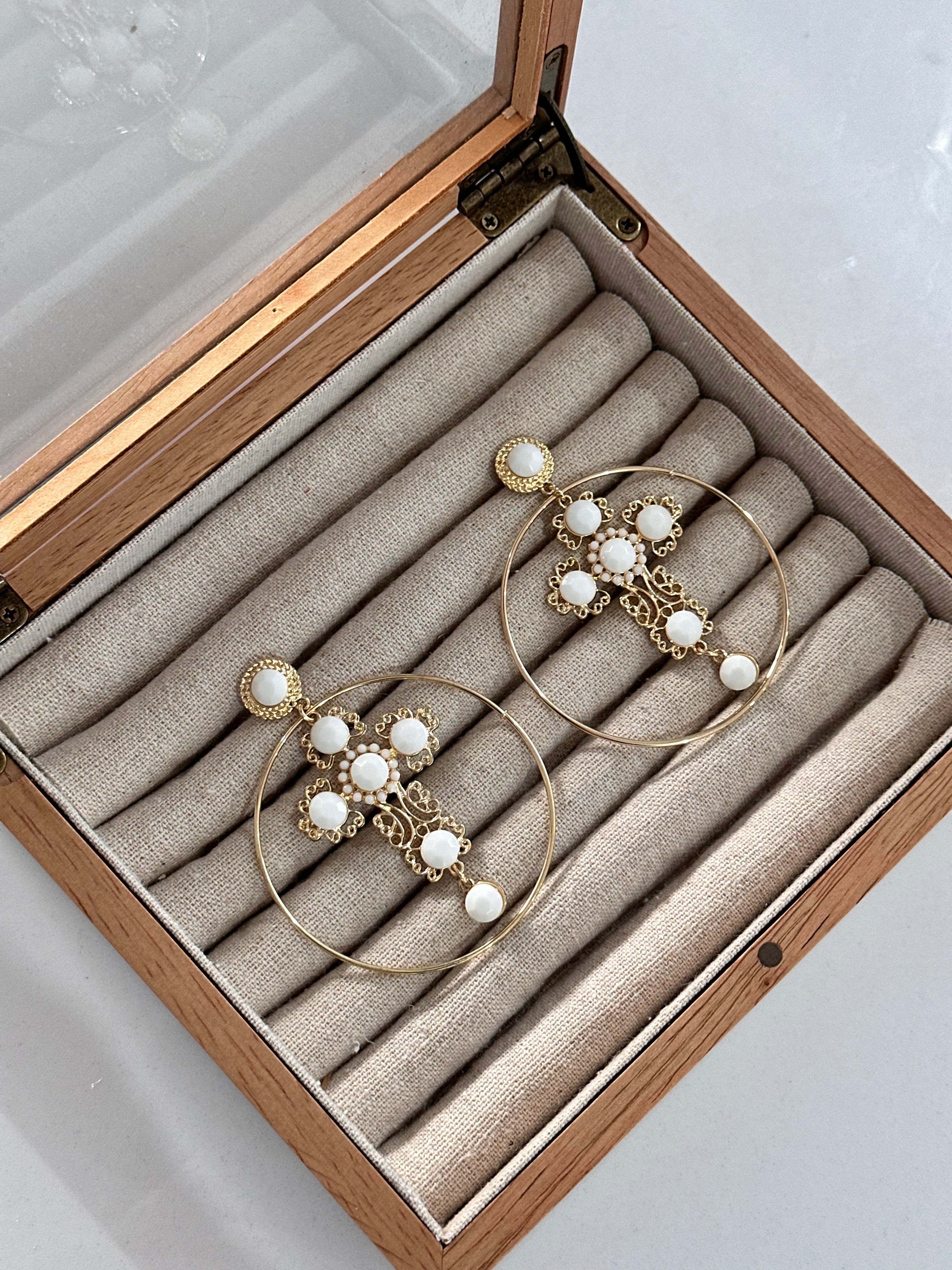 Pendientes Cruz Aro blanco