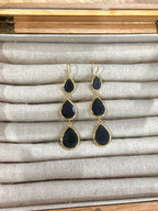 Pendientes lágrima triple negro