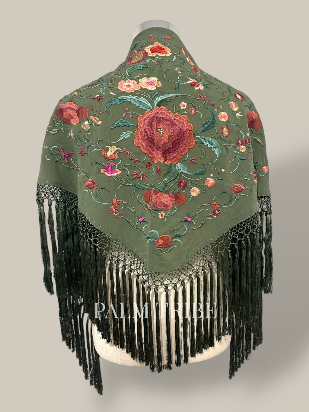 Mantoncillo Jaleo Verde Militar con rosados