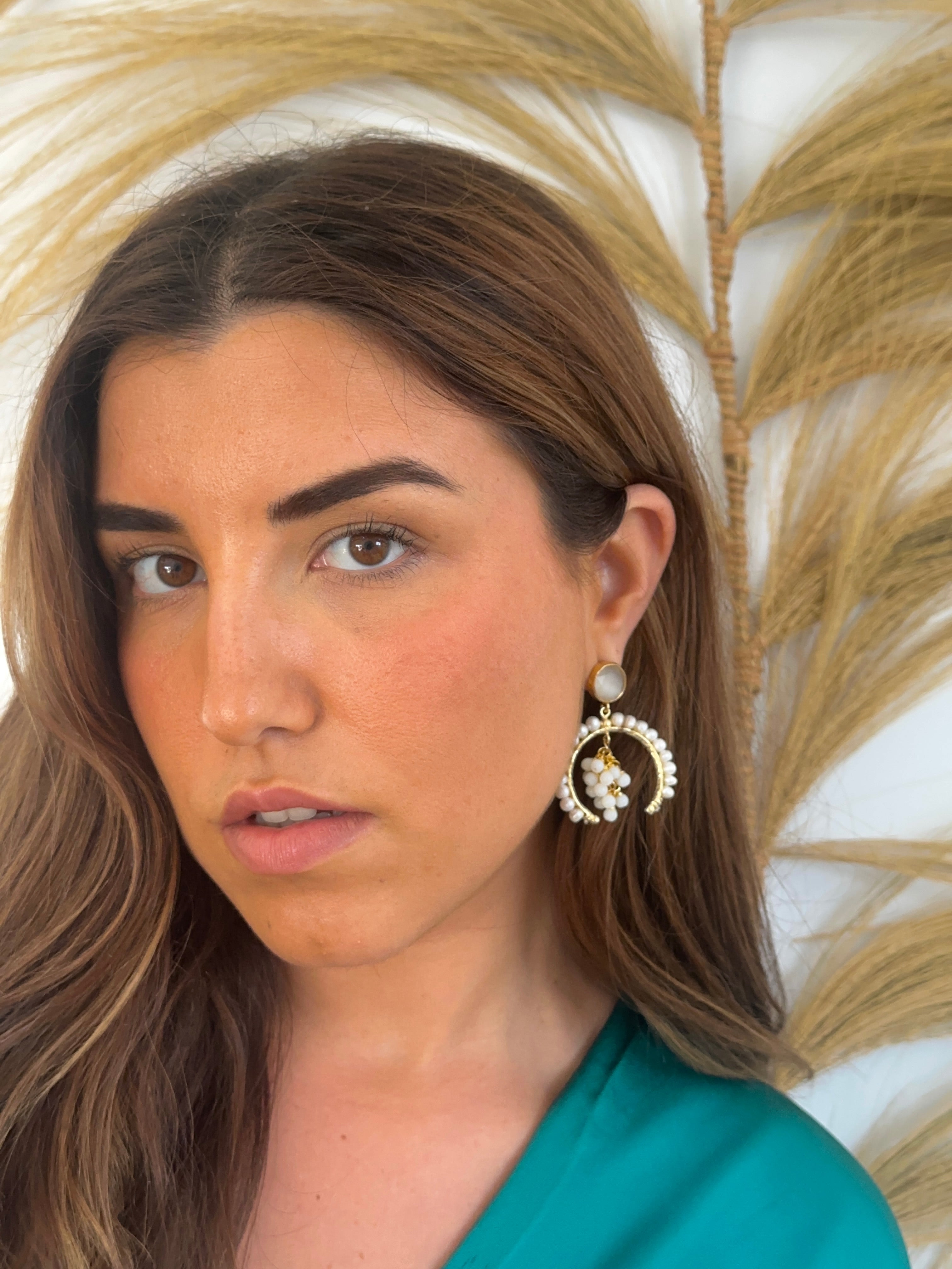 Pendientes Vid perla blanco