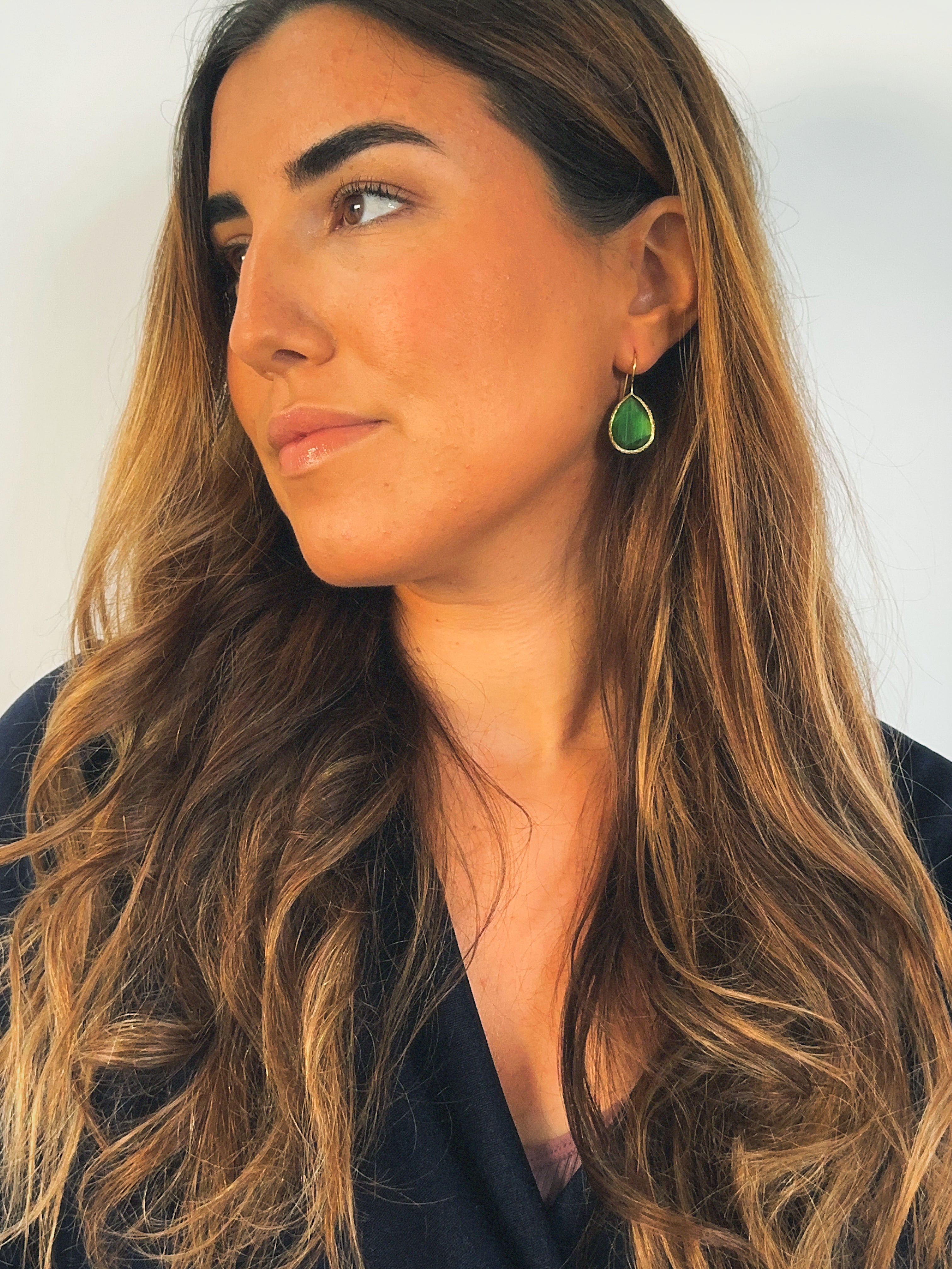 Pendiente lágrima cristal esmeralda