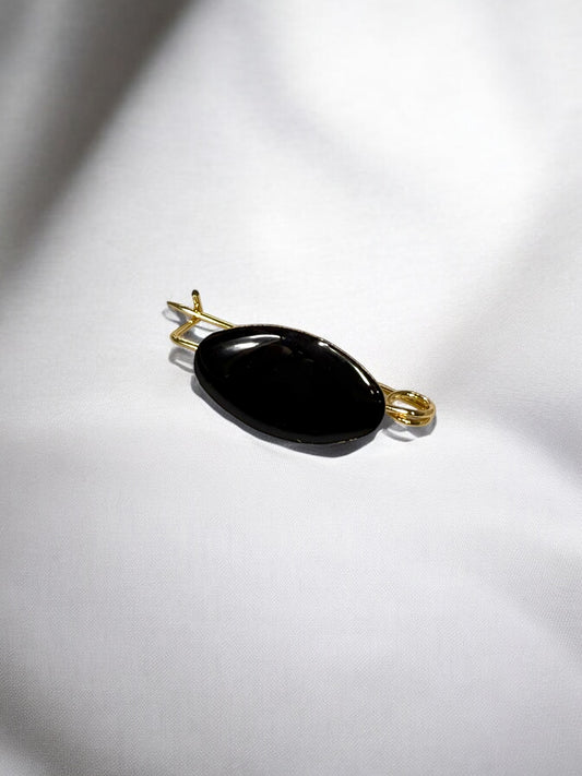 Broche Liso negro