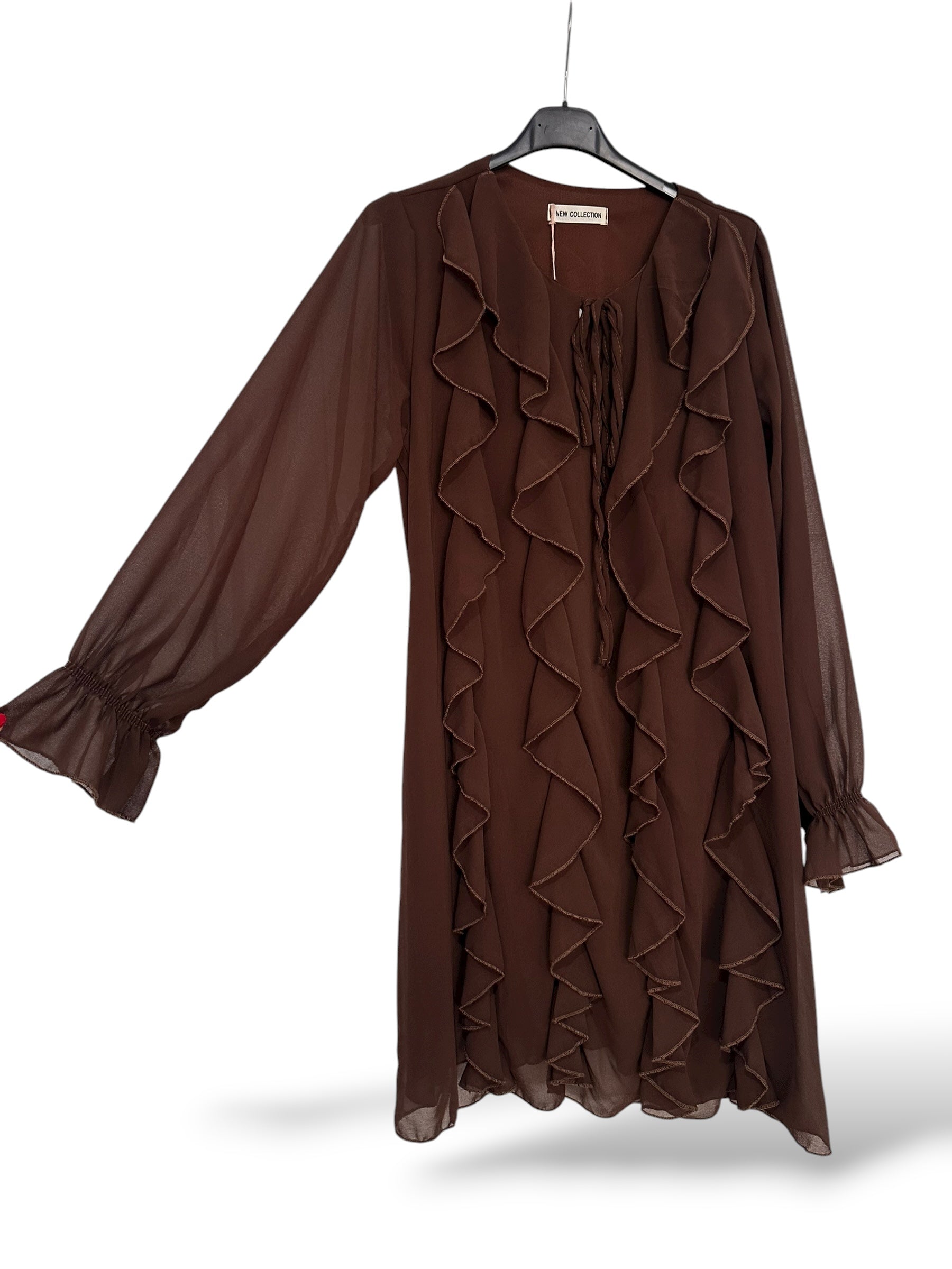 Vestido chorreras marrón