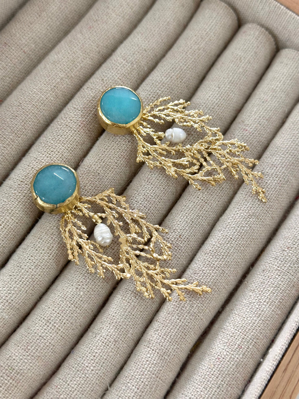 Pendientes Rama Azul Cielo