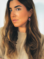 Pendiente gota cristal rosa