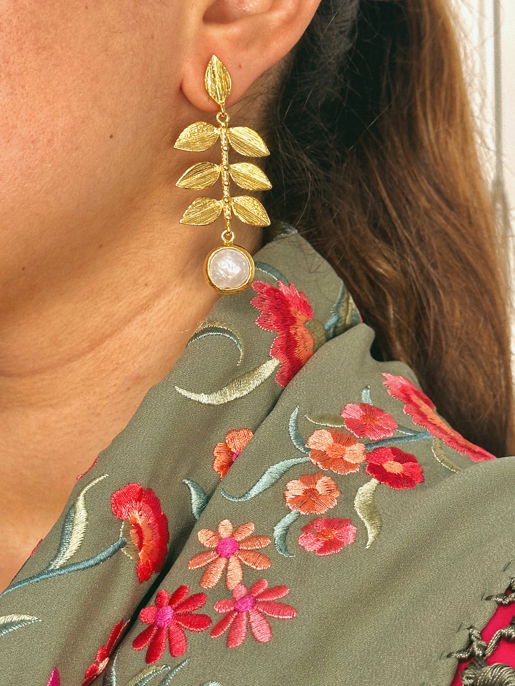 Pendientes Hoja Perla Madre