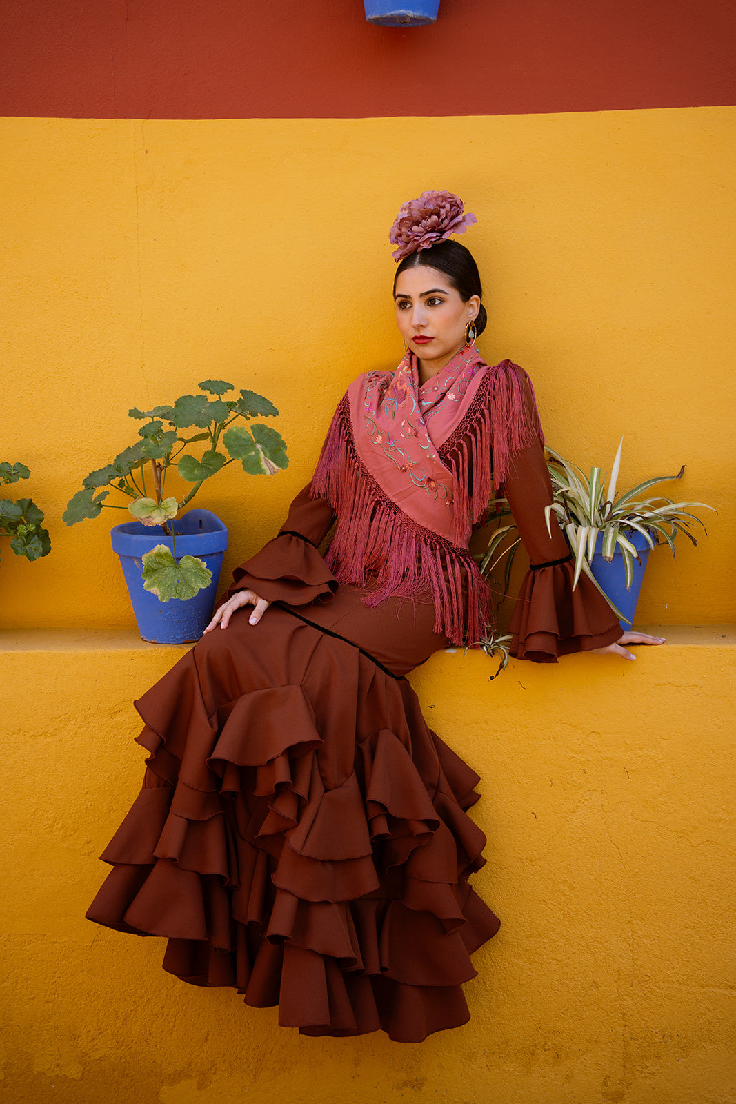 Traje de flamenca - Modelo Catalina Marron y Negro