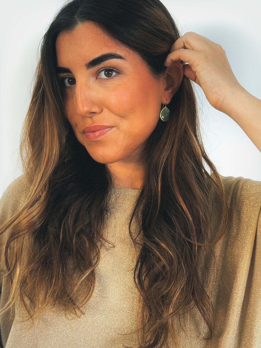 Pendiente gota cristal verde claro