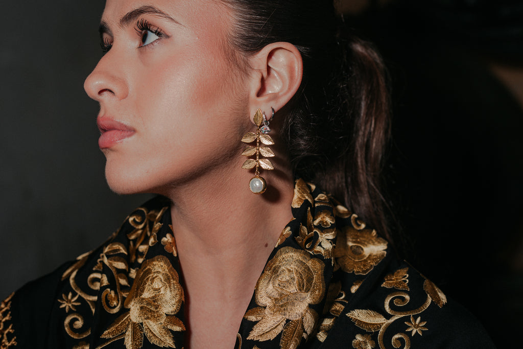 Pendientes Hoja Perla Madre