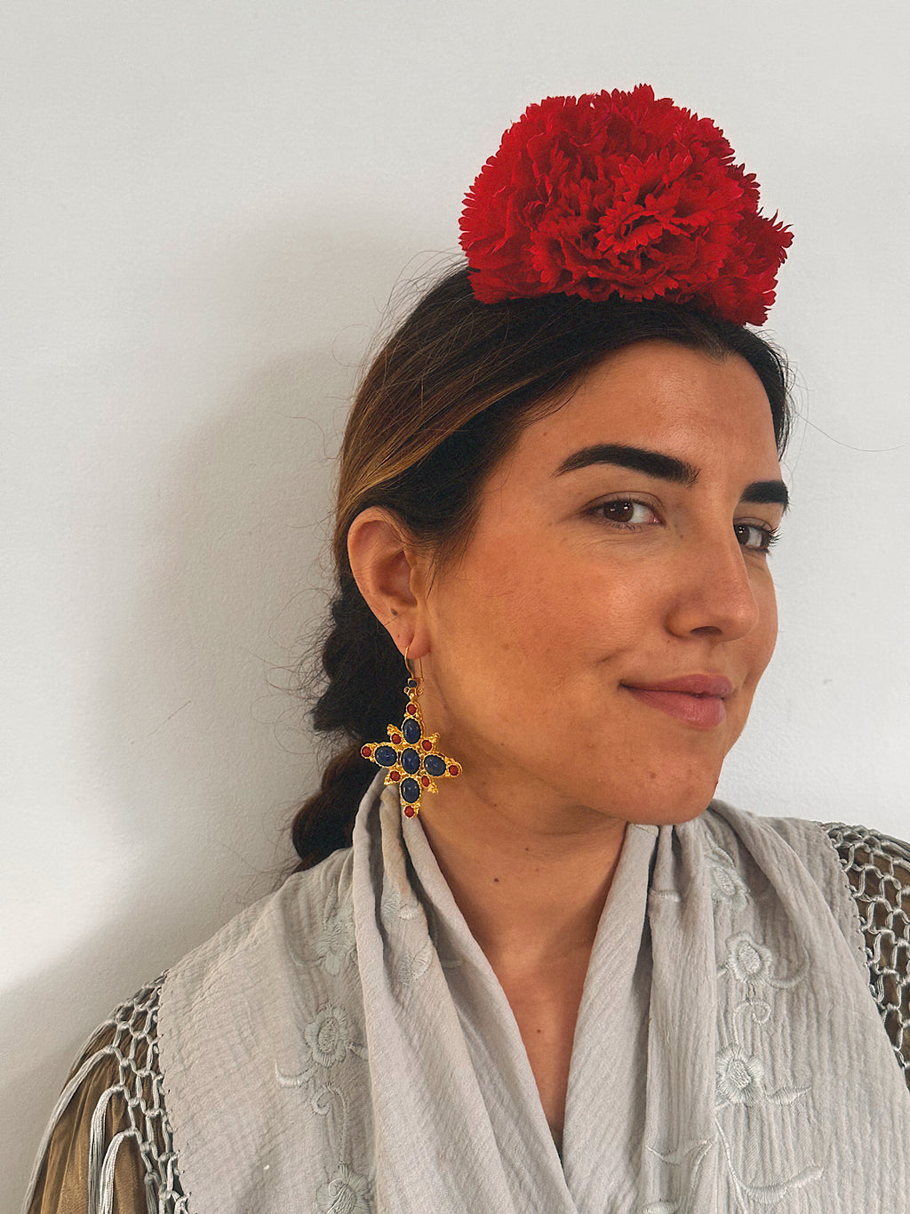 Pendientes Estrella Azul Marino y Rojo