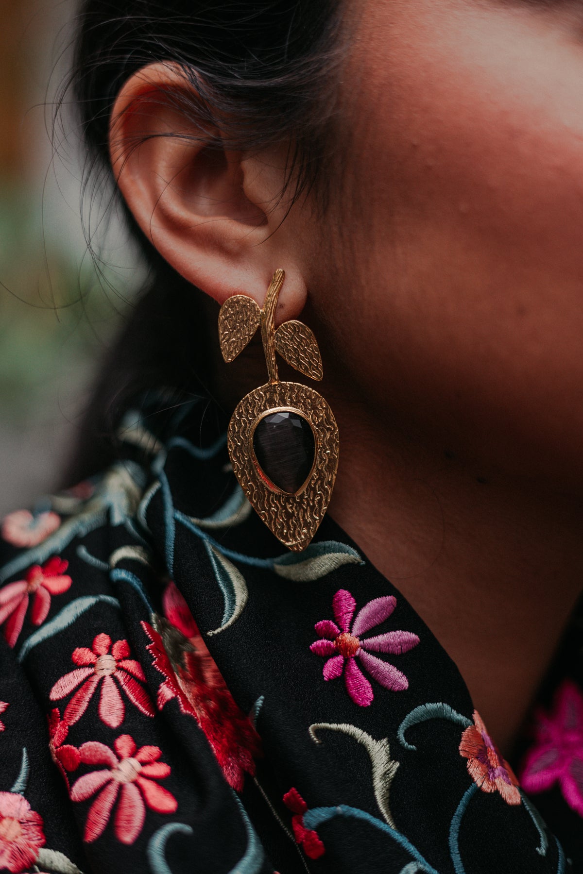 Pendientes Palma Negro