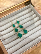 Pendientes lágrima triple Esmeralda