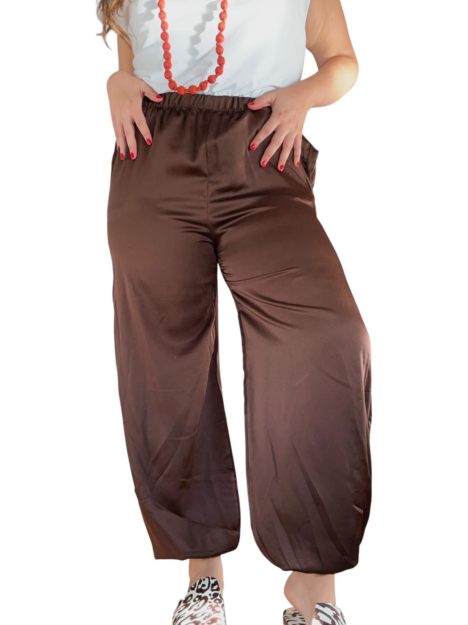 Pantalón Satinado bombacho Marrón