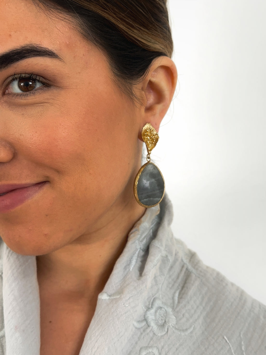 Pendientes Pepa Piedra Natural gris