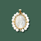 Medalla Virgen Milagrosa Nácar y perlas