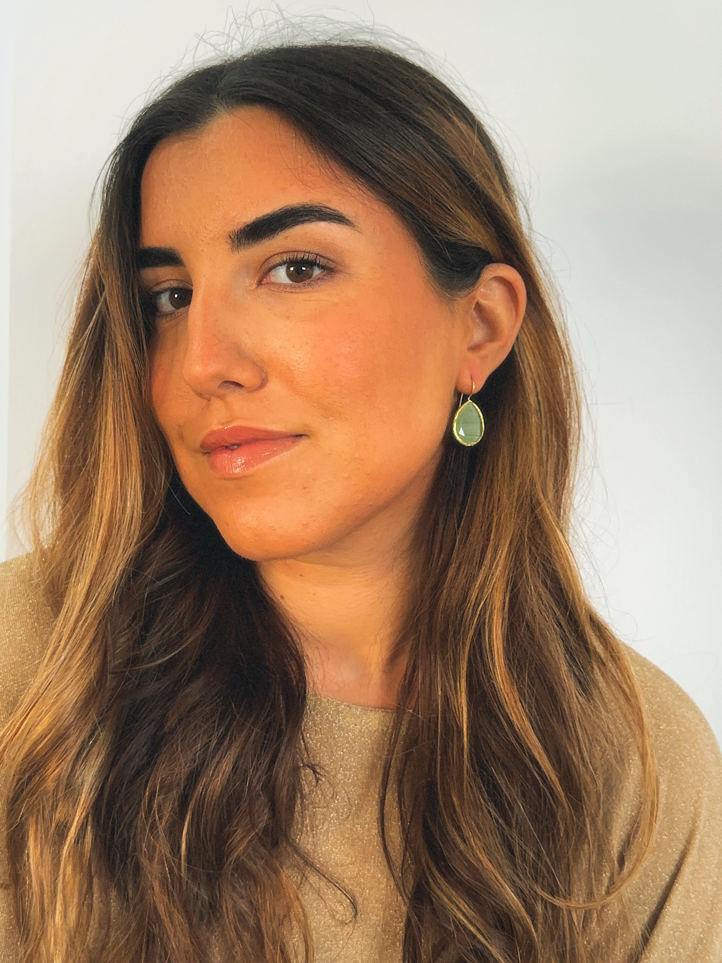 Pendiente gota cristal verde claro