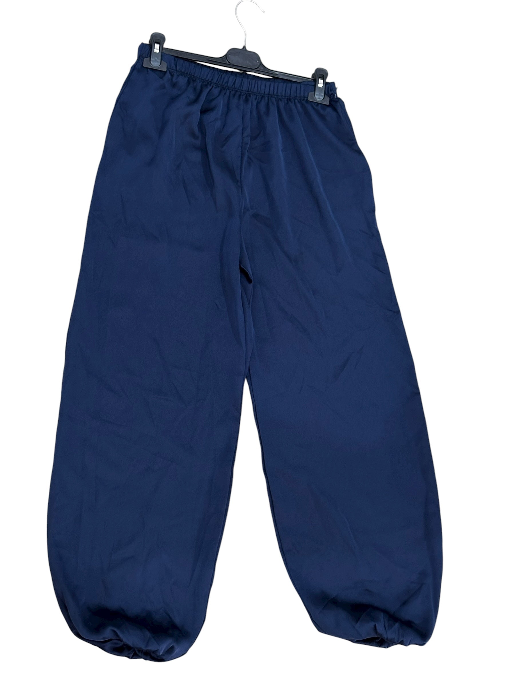 Pantalón Satinado Bombacho Azul Marino