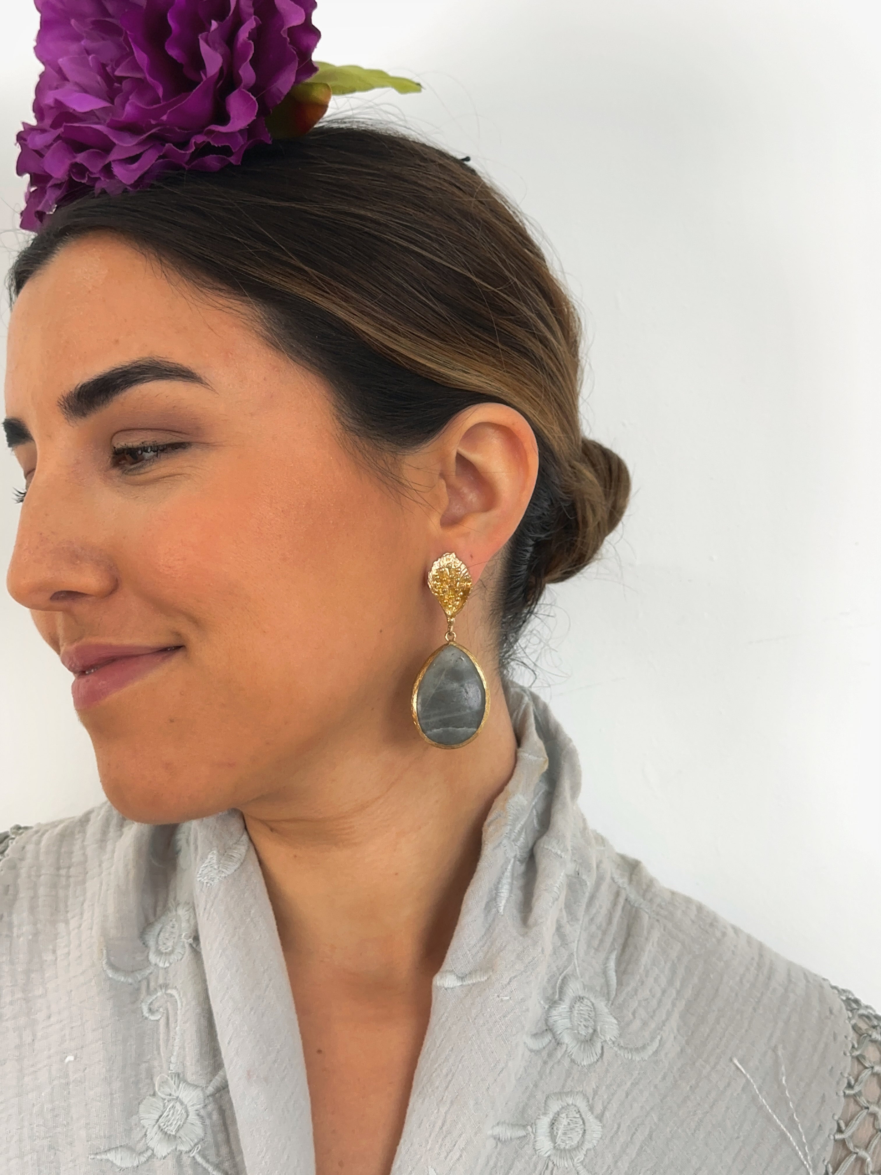 Pendientes Pepa Piedra Natural gris