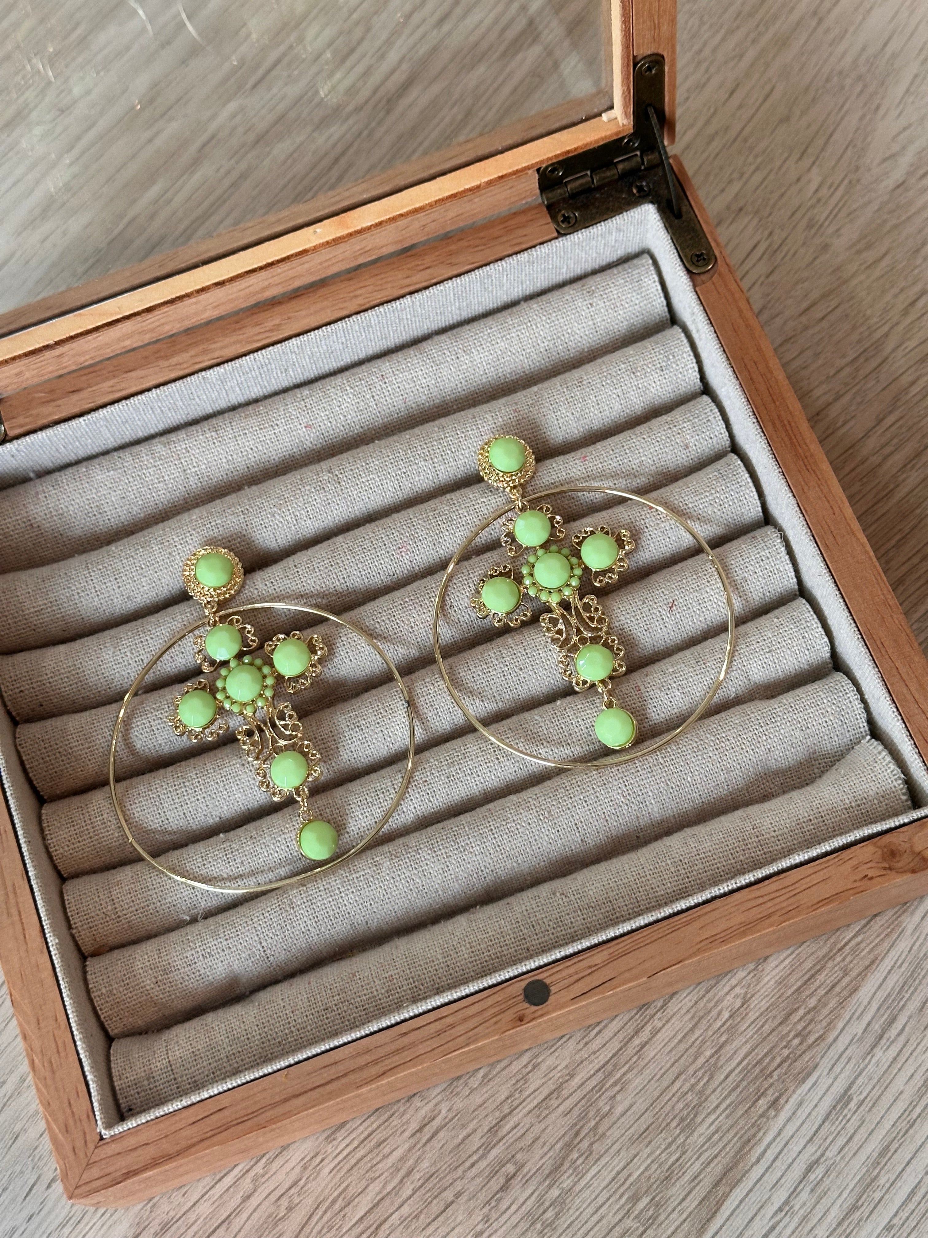 Pendientes cruz aro lima