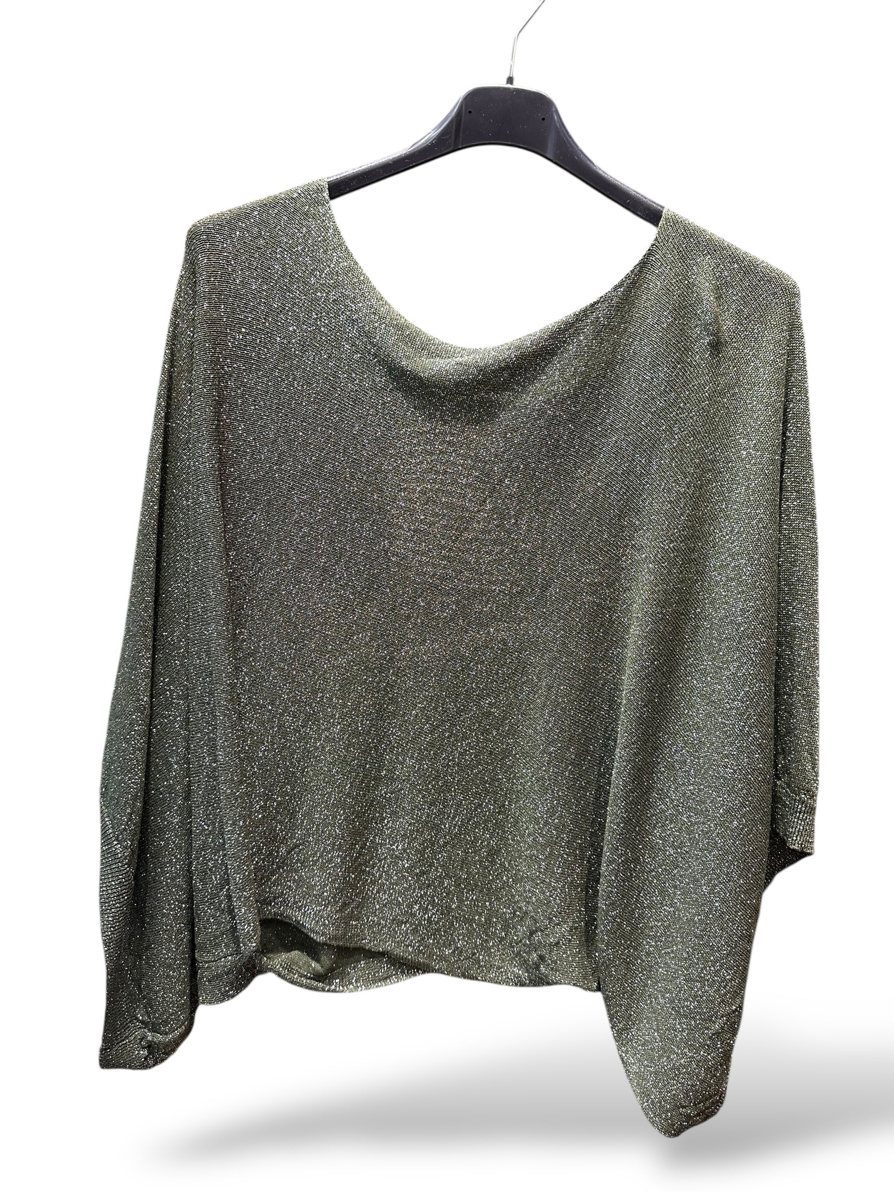 Poncho corto brillo kaki