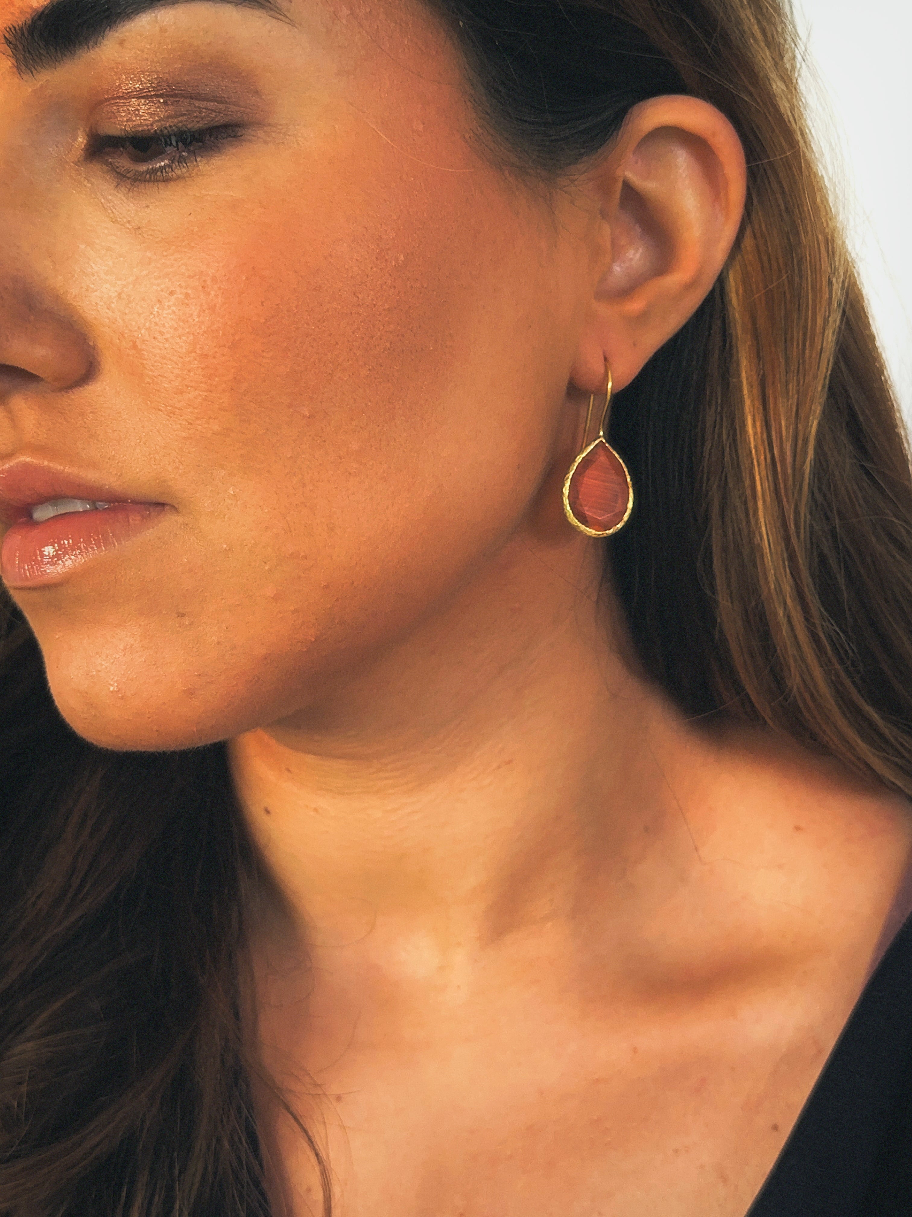 Pendiente lágrima cristal naranja