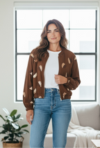 Chaqueta lentejuelas hoja marrón