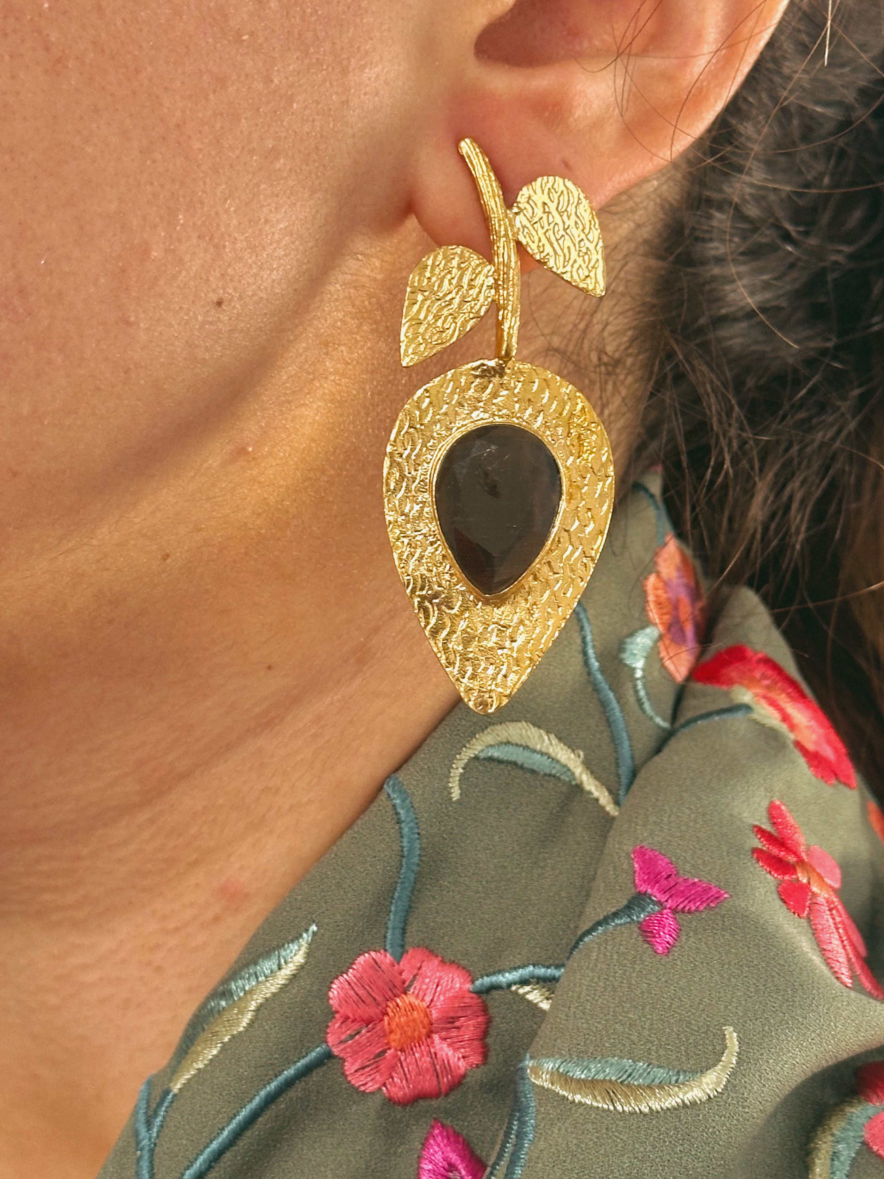 Pendientes Palma Negro