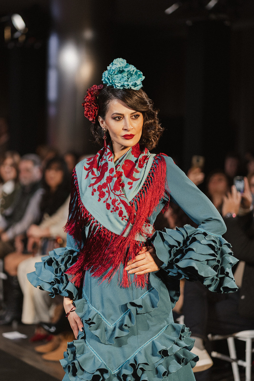 Mantoncillo Papagayo Turquesa y Burdeos