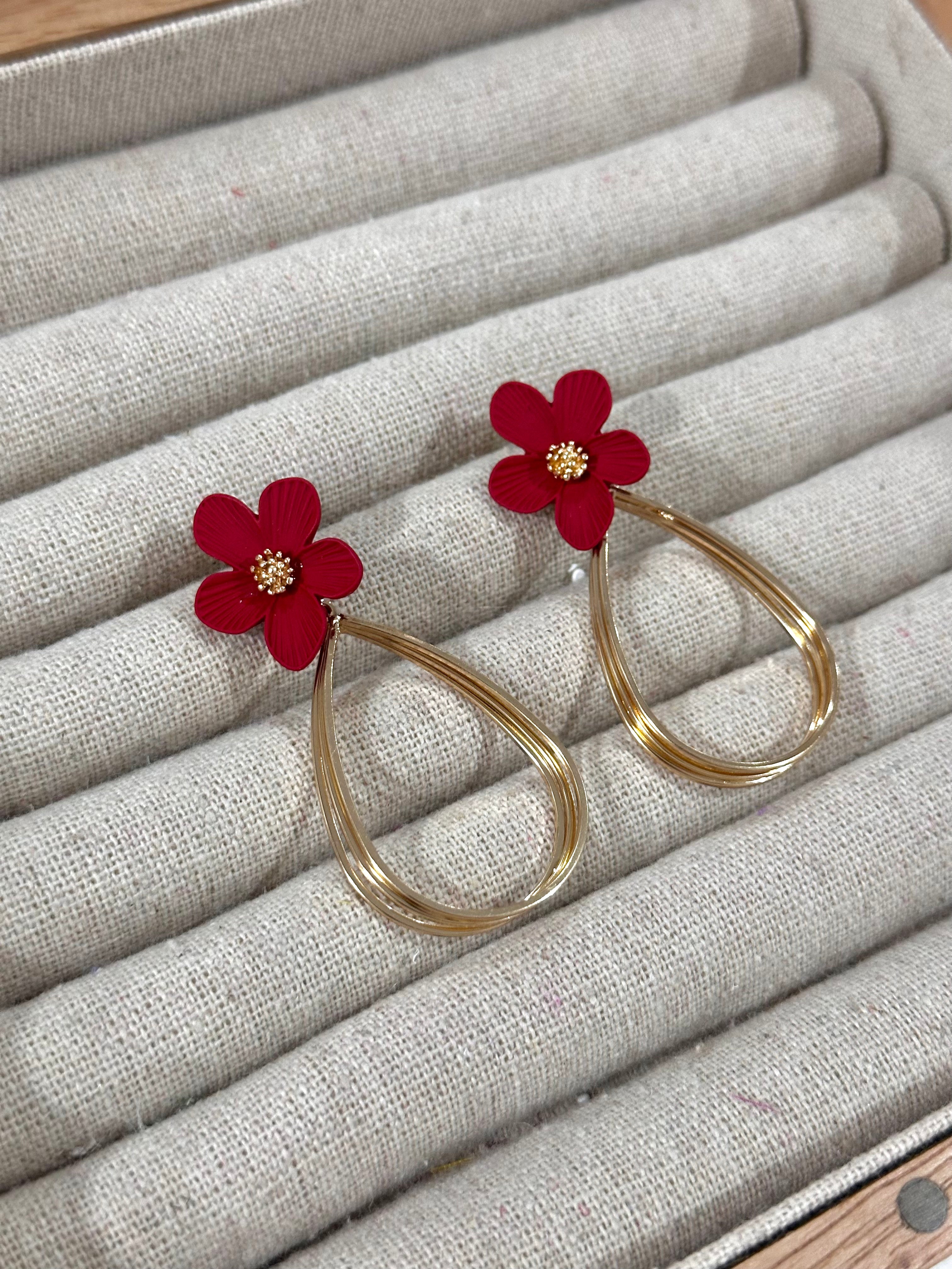Pendientes Florecilla Rojo