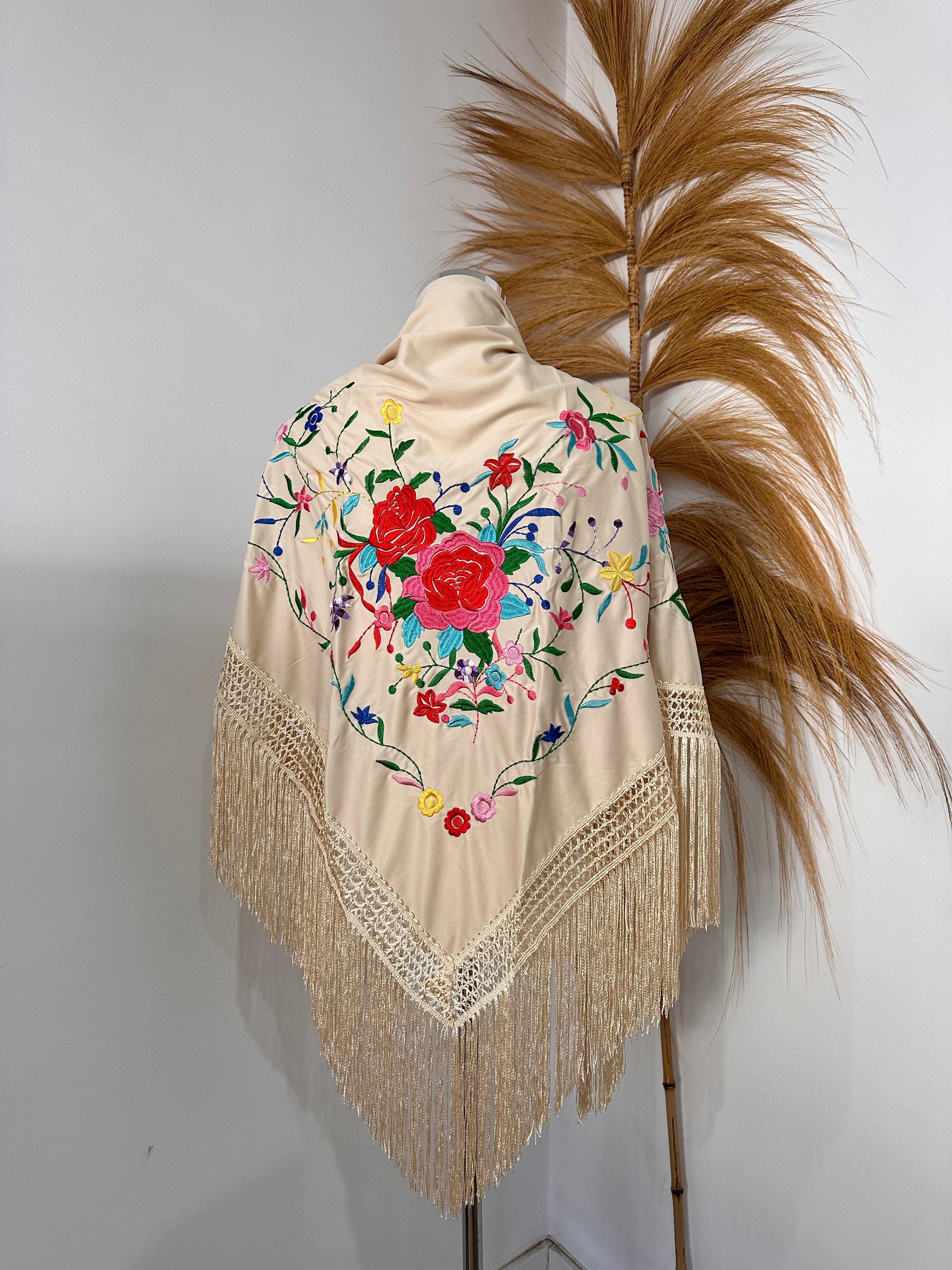 Mantoncillo marfil multicolor