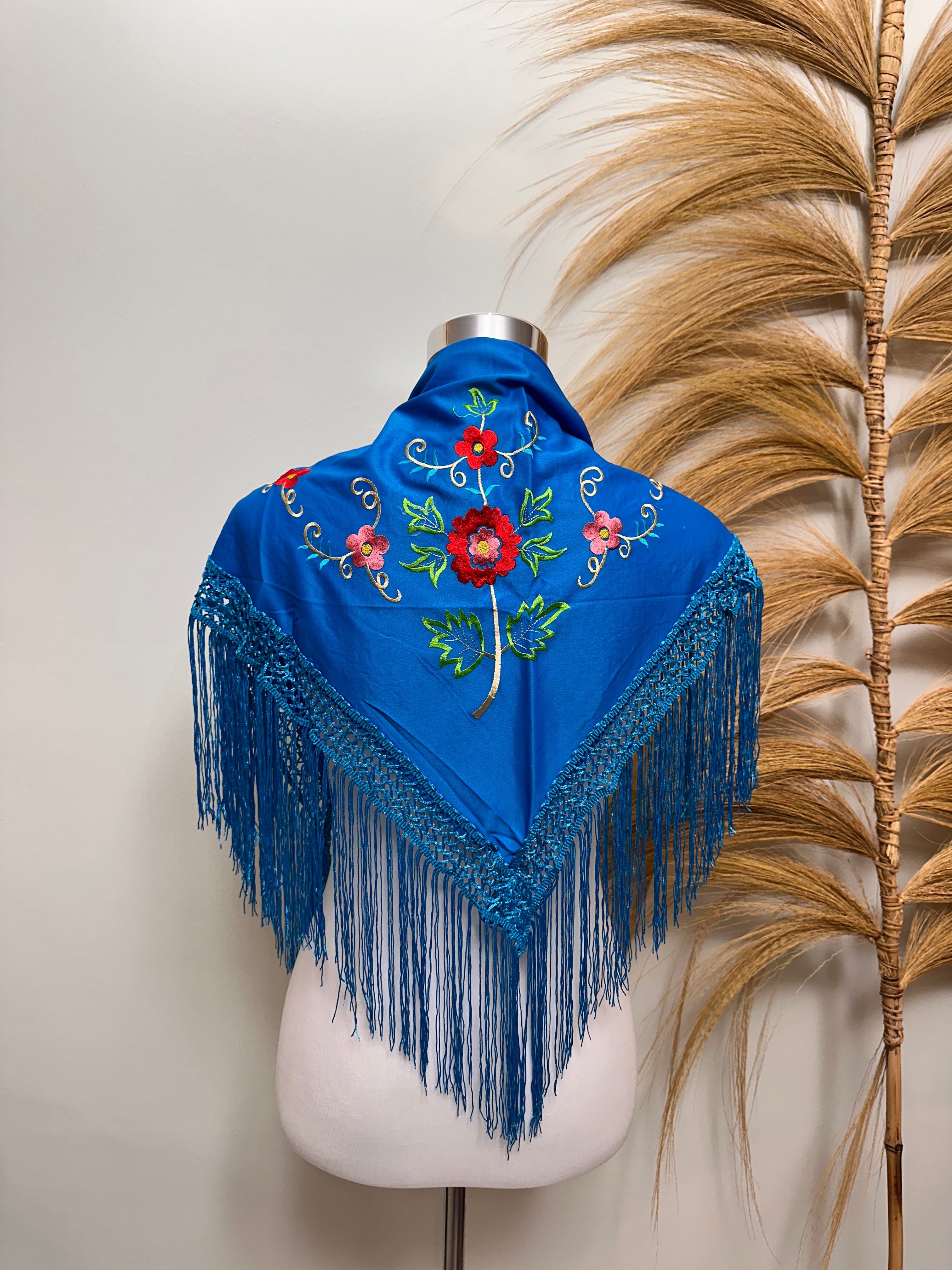 Pico niña azul bordado multicolor