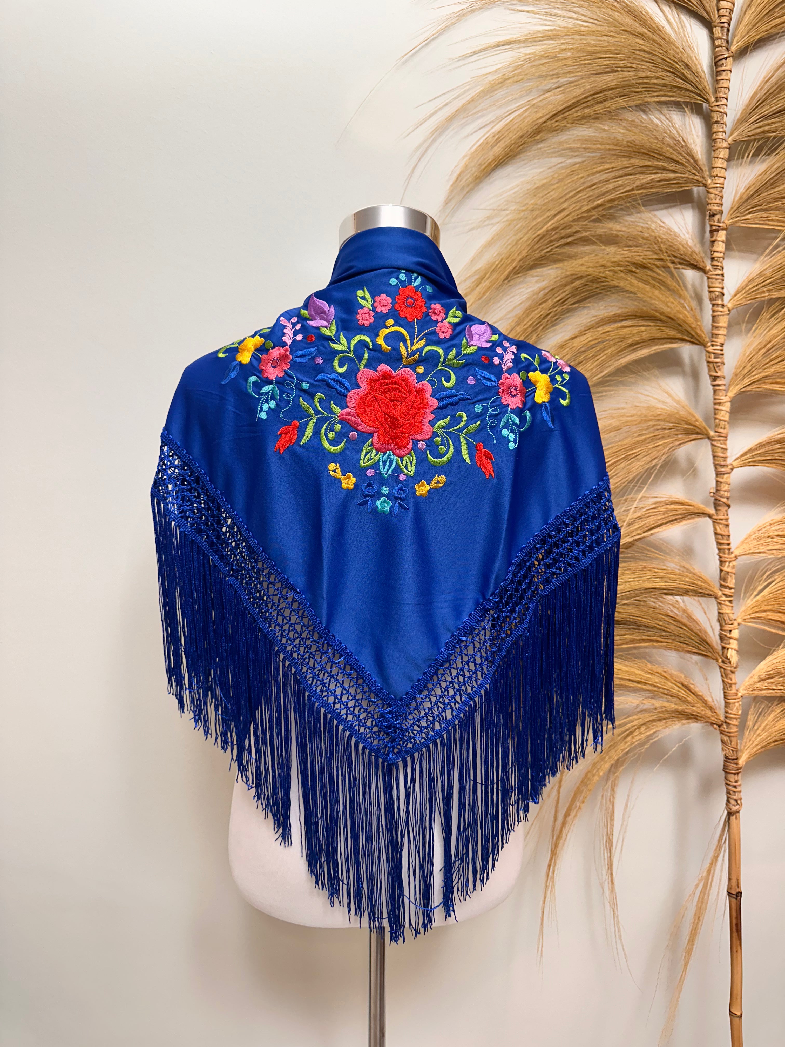 Pico niña azul electrico bordado multicolor