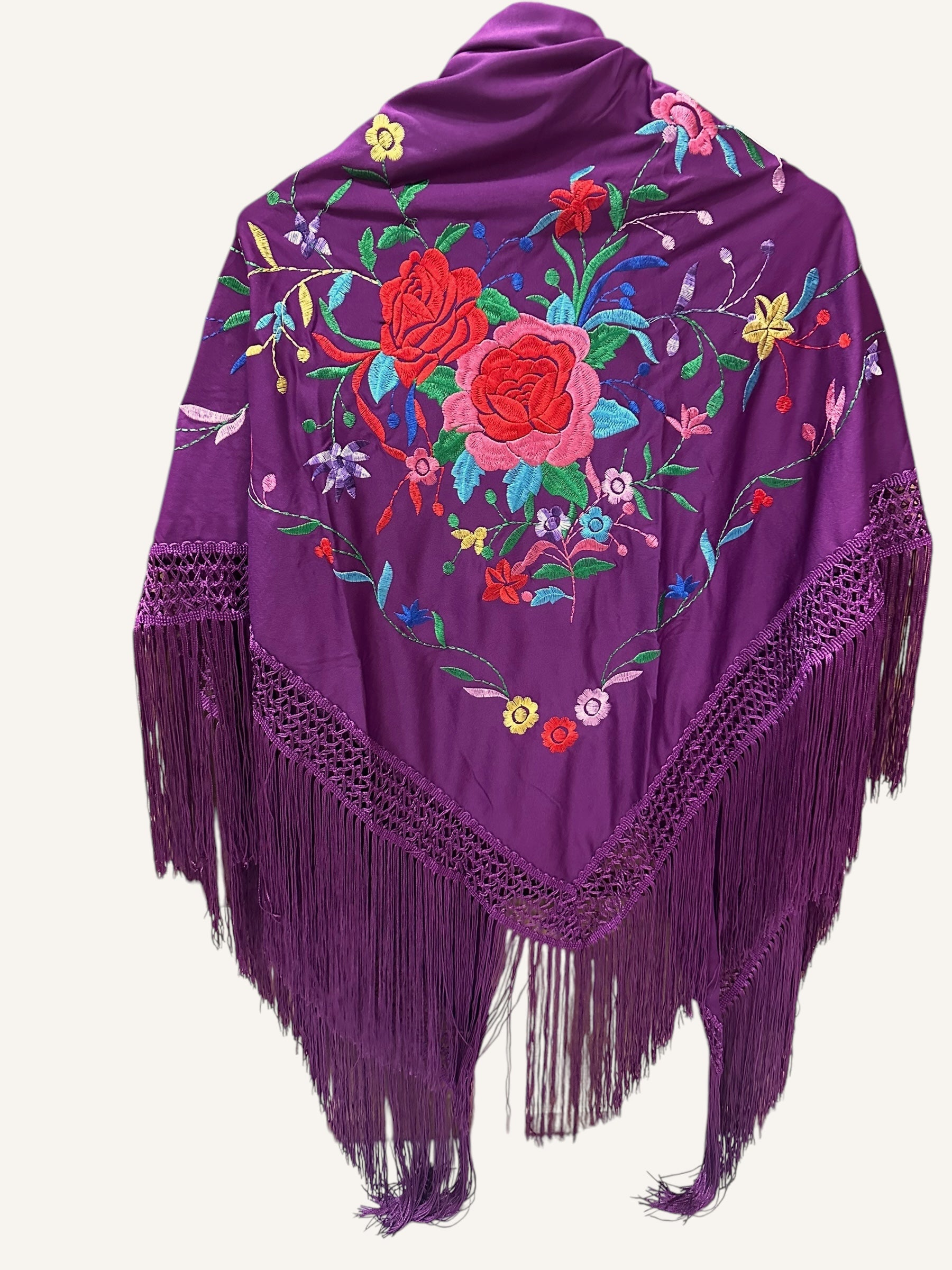 Mantoncillo berenjena bordado multicolor