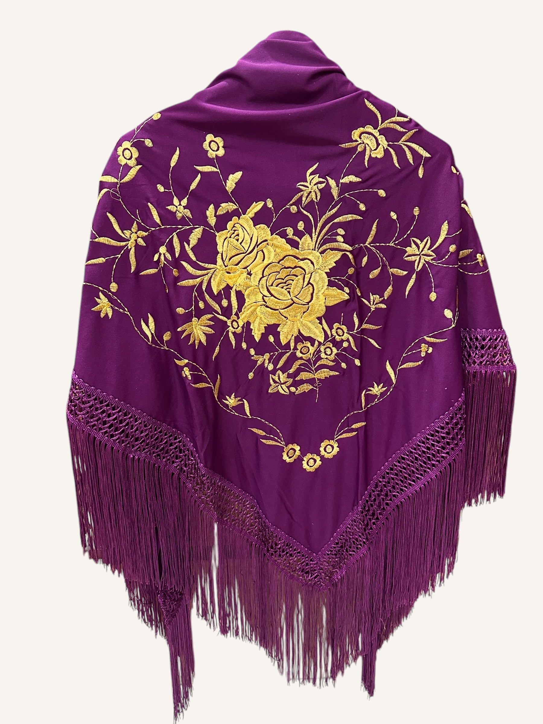 Mantoncillo Berenjena bordado dorado